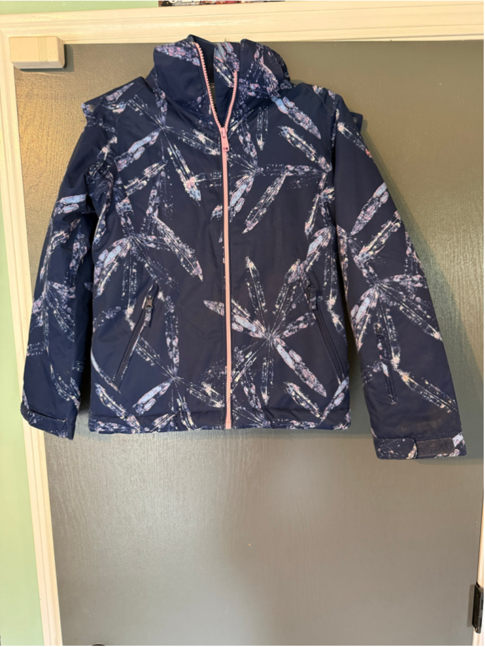 Girls Roxy Ski Jacket Navy Pink Size M